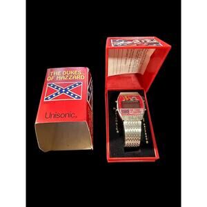 Vintage 1981 Dukes of Hazzard Unisonic LCD Digital Watch General Lee NIB NOS